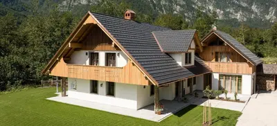 an overhead view of a house with a metal roof at PRIVILLAGE Stare - Villa & Chalet in Bohinj