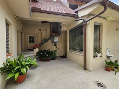 a house with potted plants and a staircase in it at Jager Apartments Tour As Ljubljana in Ljubljana