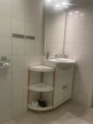 a bathroom with a sink and a mirror at Katarina in Bled