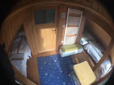 an overhead view of a small room with a bedroom at Blazic I in Maribor