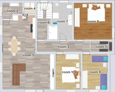 a floor plan of a house with diagrams at First Vrtovin Apartment in Črniče