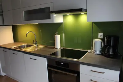 a kitchen with a sink and a counter top at Apartma Maržič in Kranjska Gora