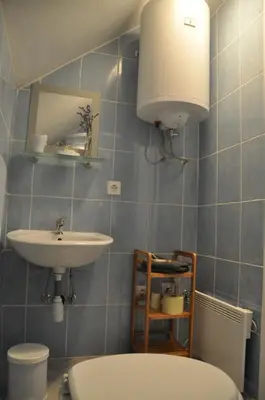 a bathroom with a toilet and a sink at Simpli Apartments in Ljubljana