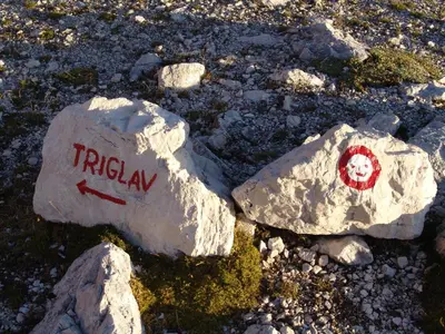 a rock with the word trilgay written on it at Apartment Zatrnik in Bled