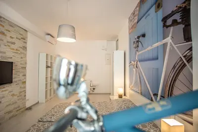 a view of a bike in a room at Bicycle apartment Ljubljana in Ljubljana