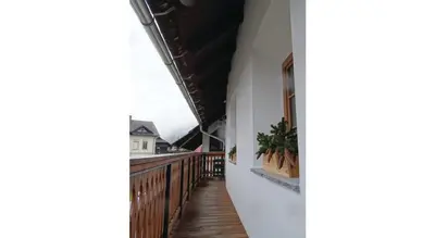 a view from the balcony of a house at Apartma Pri Štruklju in Kranjska Gora