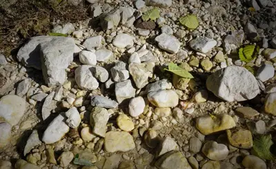 a bunch of rocks on the ground at Apartma Židan in Kranjska Gora