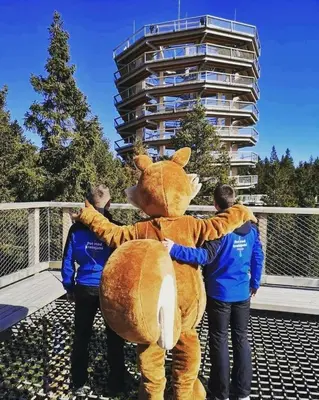 a group of people in a giant teddy bear mascot at Rogla - Chalet Mojca Pokrajculja in Zreče