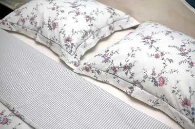 two pillows sitting on top of a bed at Apartments Life & Energy in Čatež ob Savi