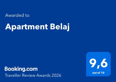 a blue sign with the words appointment belka at Apartment Belaj in Celje