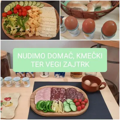 a collage of pictures of food on a table at Apartma na Starem Placu in Idrija