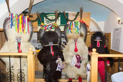 a group of stuffed animals wearing headdress at Guesthouse Veles in Slovenska Bistrica