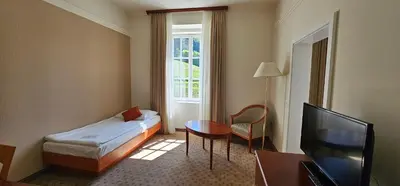 a hotel room with a bed and a television at Grand Hotel Rogaška Premium in Rogaška Slatina