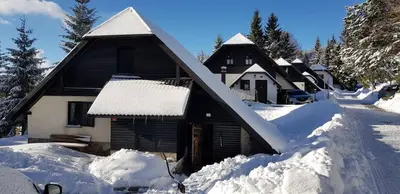 a house is covered in snow at Rogla Chalet Urska in Resnik