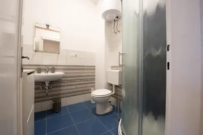 a bathroom with a toilet and a sink at B&B Vila Teslova in Ljubljana