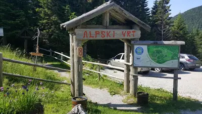 a sign on the side of a road at Apartmaji Golob-Golte in Mozirje
