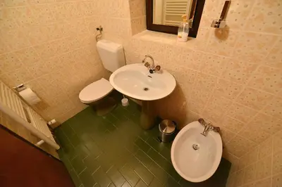 a bathroom with a sink and a toilet at Holiday Home Davča in Cerkno