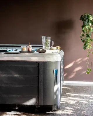 a table that is sitting on the ground at Villa Alma Vista in Dobrovo
