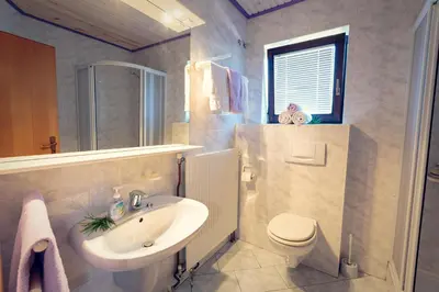 a bathroom with a sink and a toilet at Župančičev hram in Dragatuš