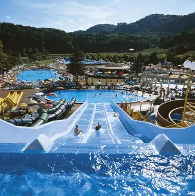 a large water park with a water slide at Čebelarjeva hiška 1 - Terme Olimia - Podčetrtek in Podčetrtek
