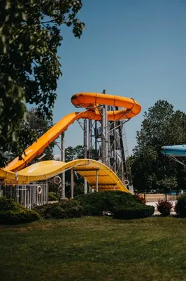 a roller coaster in a park with a slide at Terme Village - Mobile Homes in Čatež ob Savi