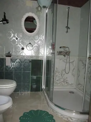 a bathroom with a shower and a toilet at Pri Macku in Tolmin