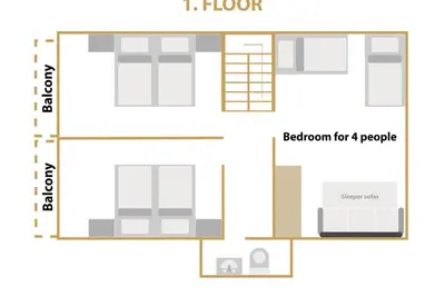 a plan of a house with a floor and a bathroom for people at Cosy Hill Home Rucman With a Breathtaking View in Zgornja Pohanca