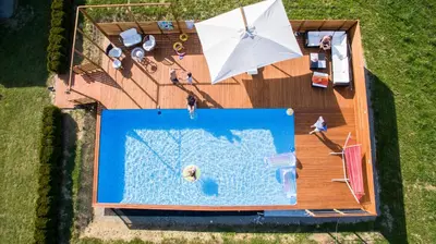 an overhead view of a swimming pool on a deck at Holiday Residence Ana in Boršt