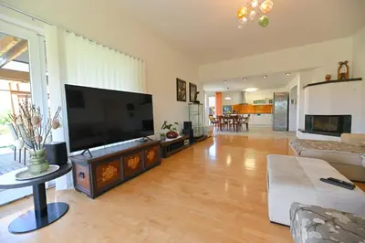 a large living room with a large flat screen tv at Holiday Residence Ana in Boršt
