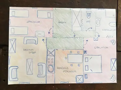 a drawing of a floor plan of a house at House Natura with garden in Bovec