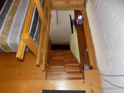 an overhead view of a staircase in a tiny house at Holiday Home Na planini in Tolmin