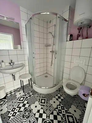a bathroom with a shower and a toilet and a sink at Villa Mint&Lavender ID1O1674 in Bled