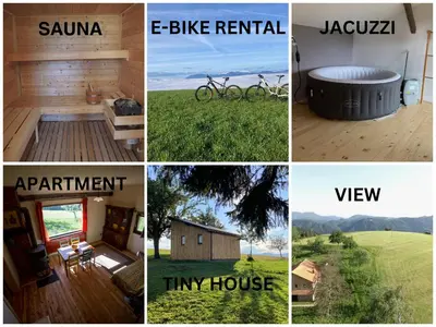 a collage of pictures of different types of homes at Razborca in Mislinja
