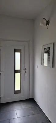a white room with a door and a window at Apartment Stella Danica in Čatež ob Savi
