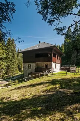 a large building in a field with a yard at Apartments Villa Vesna Pokljuka in Goreljek