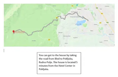 a map of a trail with a red dot on it at Holiday house Žvan na Pokljuki in Bohinj
