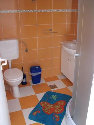 a bathroom with a toilet and a sink at Apartma Furlan in Štanjel