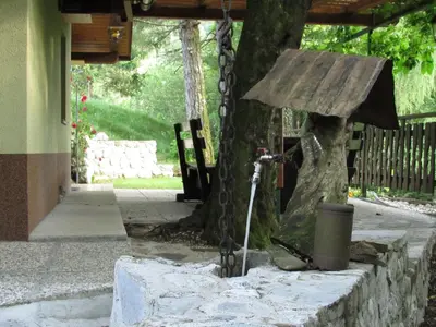 a water hose hooked up to a tree at Apartma Narnia in Bovec
