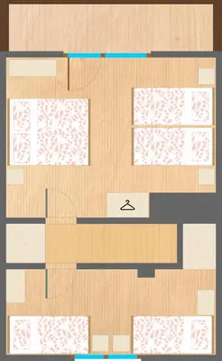 a floor plan of a room with white and pinkprints at Chalet Via Mons in Mojstrana