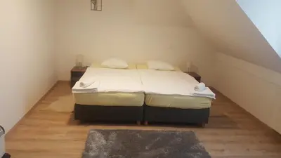 a small bedroom with a bed in a attic at Hotel & Hostel Marenberg Radlje in Radlje ob Dravi