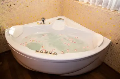 a bath tub filled with lots of pink decorations at Domačija pri Damjanu in Kozina