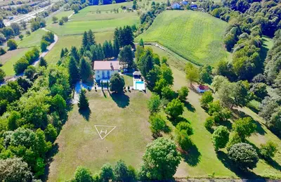 an aerial view of a house on a hill at Karavla Private Villa in Šentilj