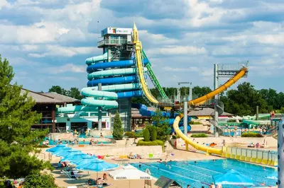 a water park with a water slide at Hotel Ajda Depandance Prekmurska Vas - Terme 3000 - Sava Hotels & Resorts in Moravske Toplice