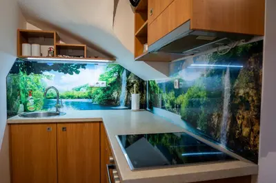 an aquarium in the kitchen of a house at POČITNIŠKI APARTMAJI - Sunny apartment in Moravske Toplice in Moravske Toplice