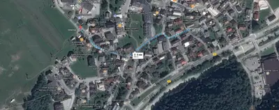 a map of a city with roads and buildings at Apartments Pod Bregom in Kranjska Gora