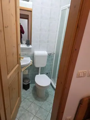 a bathroom with a toilet and a sink at Hotel Rakov Skocjan in Cerknica