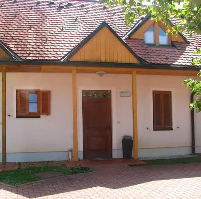 a house with a door and a roof at Apartment Marjetica in Moravske Toplice