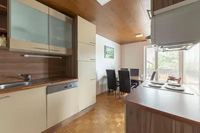 a kitchen with a sink and a counter top at Apartmaji Seljak in Preddvor