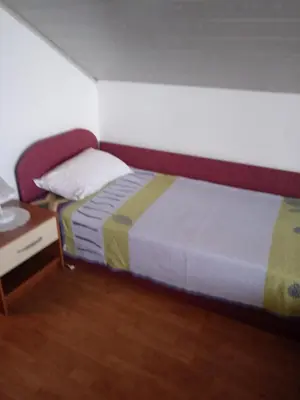 a small bedroom with a bed and a night stand at Bed&Breakfast Zilje in Vinica