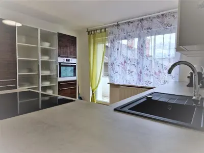 a kitchen with a sink and a counter top at Patricia House in Ljubljana